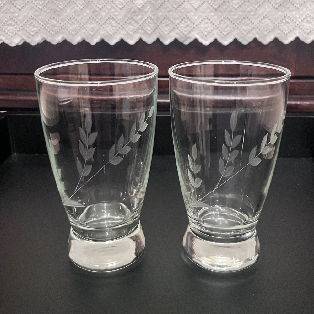 2 Anchor Hocking Swedish Modern Wheat Tumblers